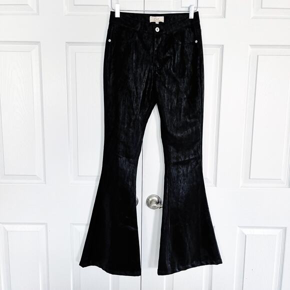Chelsea & Violet Faux Black Leather Flared Pants - Picture 1 of 8